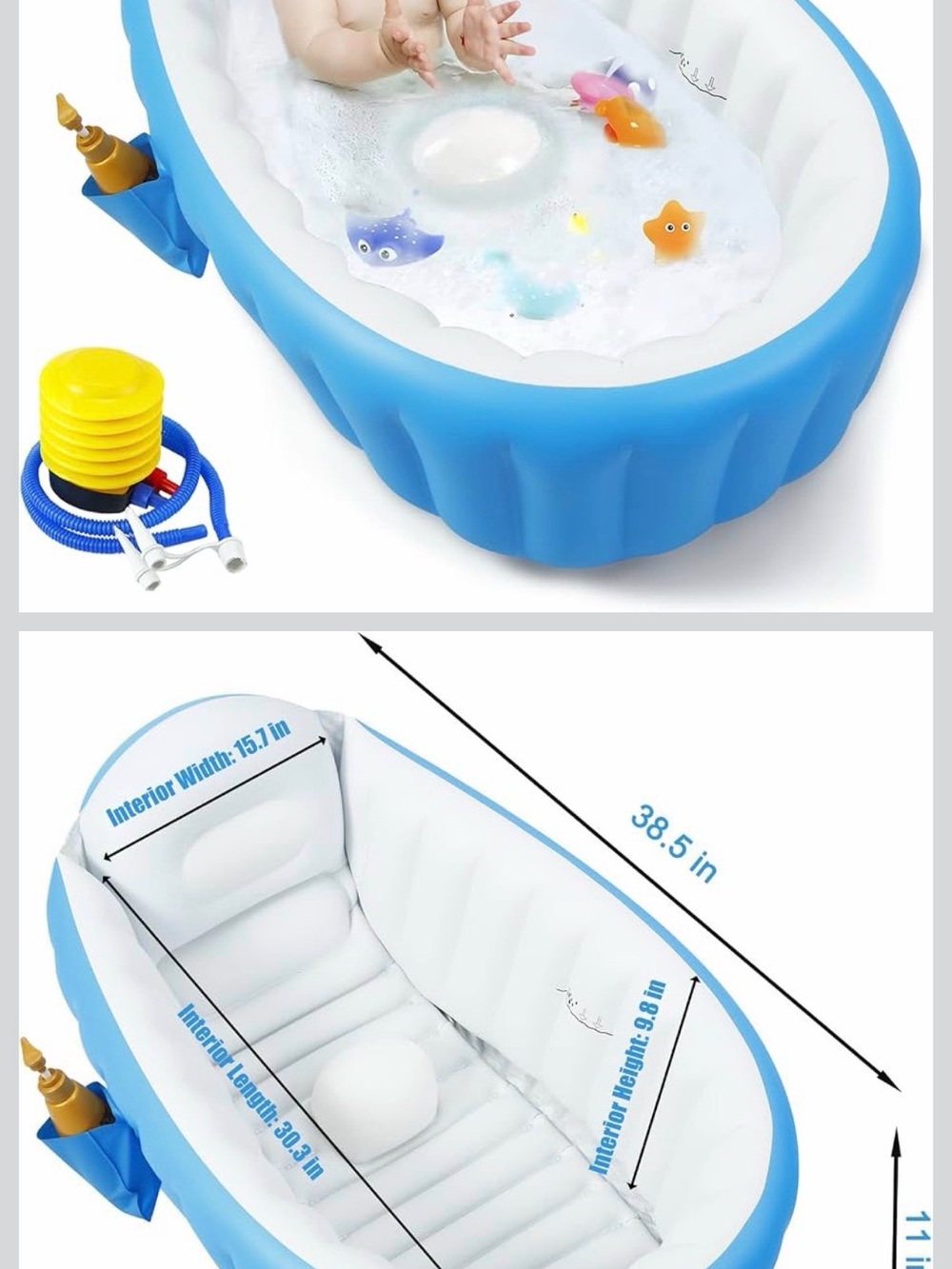 Blue Baby Bath Tub - Inflatable Infant Bath